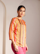 Chanderi Stripes Top - Multicolour