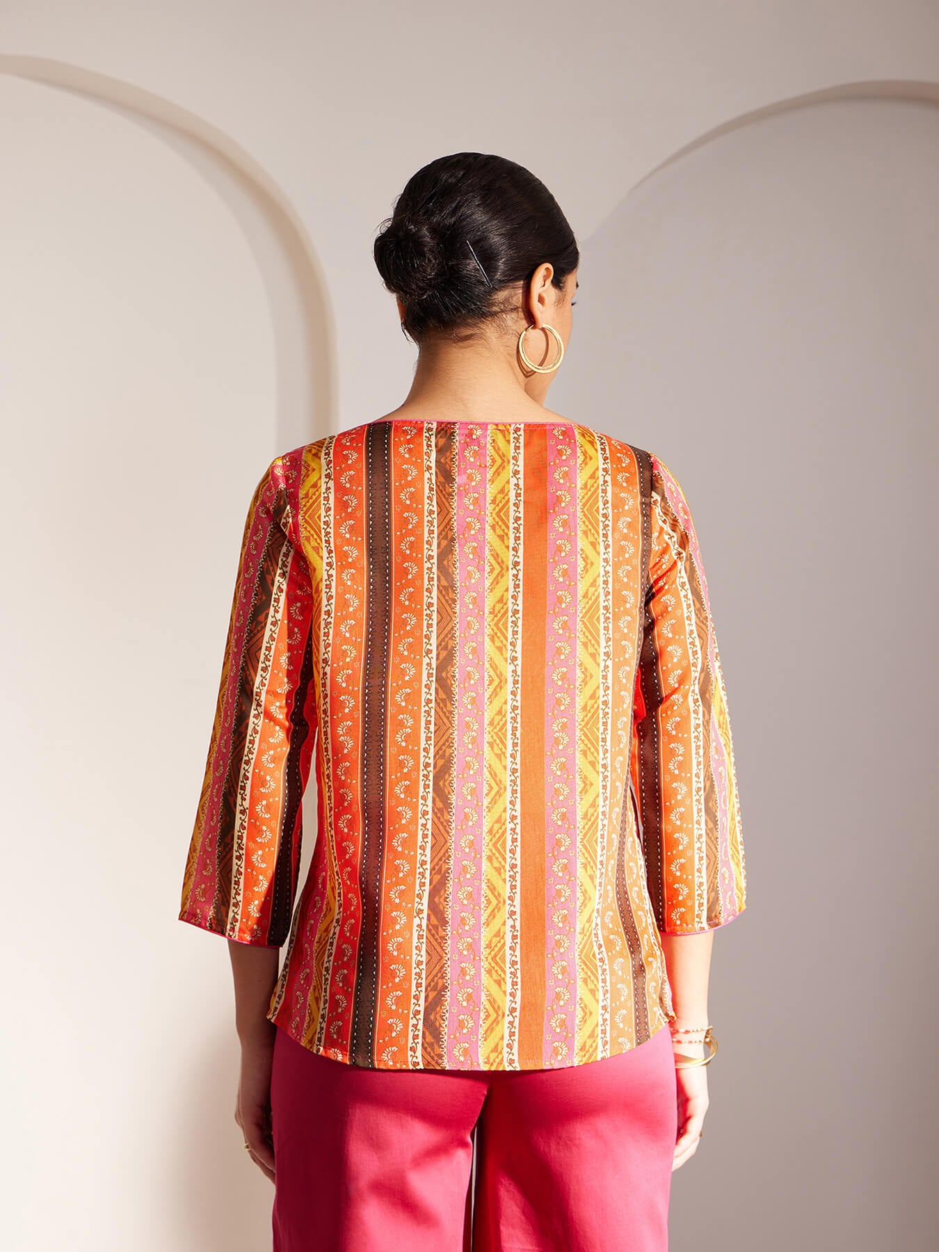 Chanderi Stripes Top - Multicolour