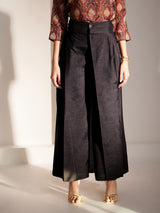 Silk Blend Pleated Trousers - Black