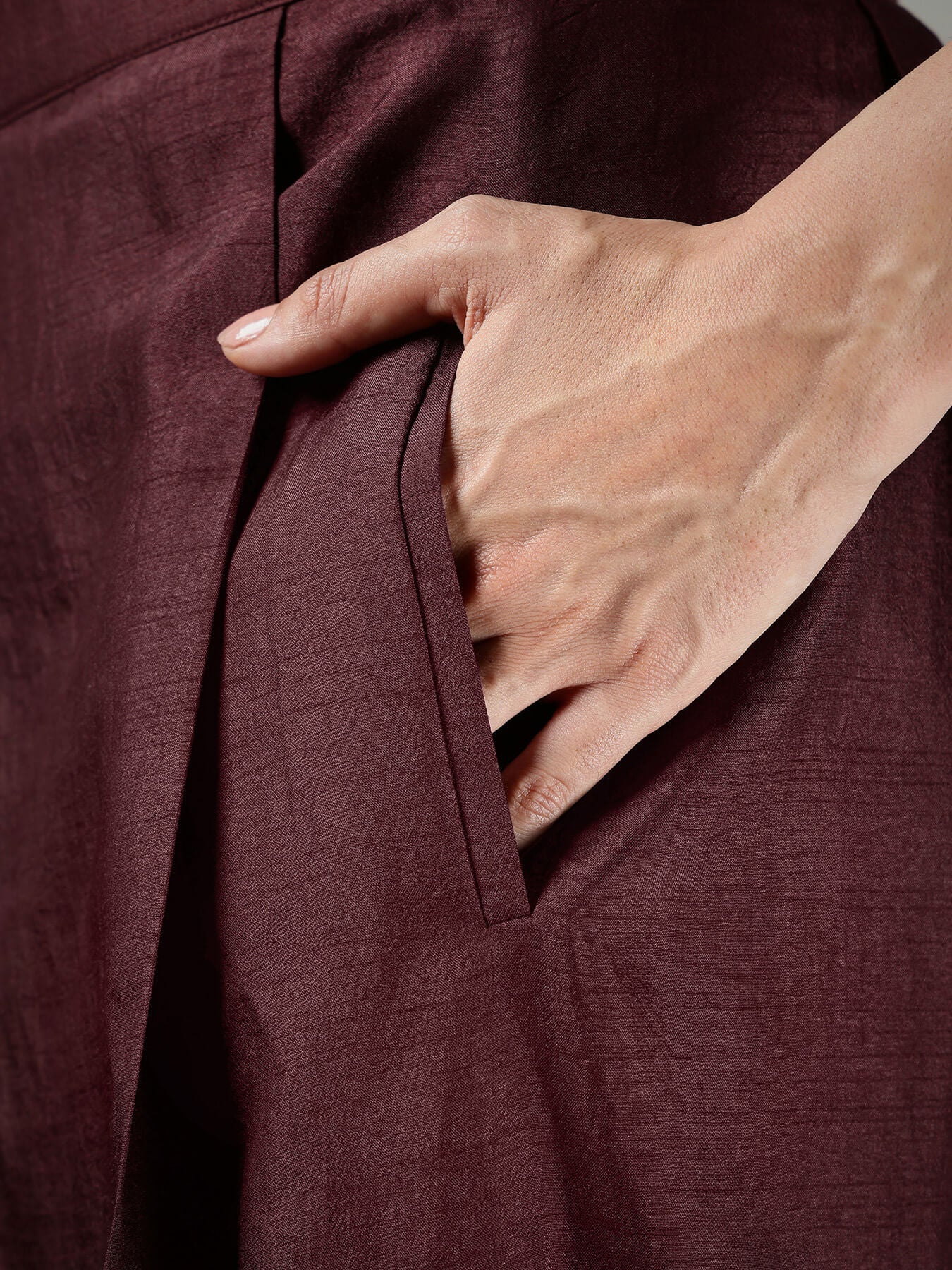Silk Wide-Leg Trousers - Burgundy