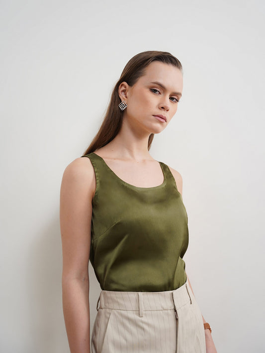 Scoop Neck Top - Olive