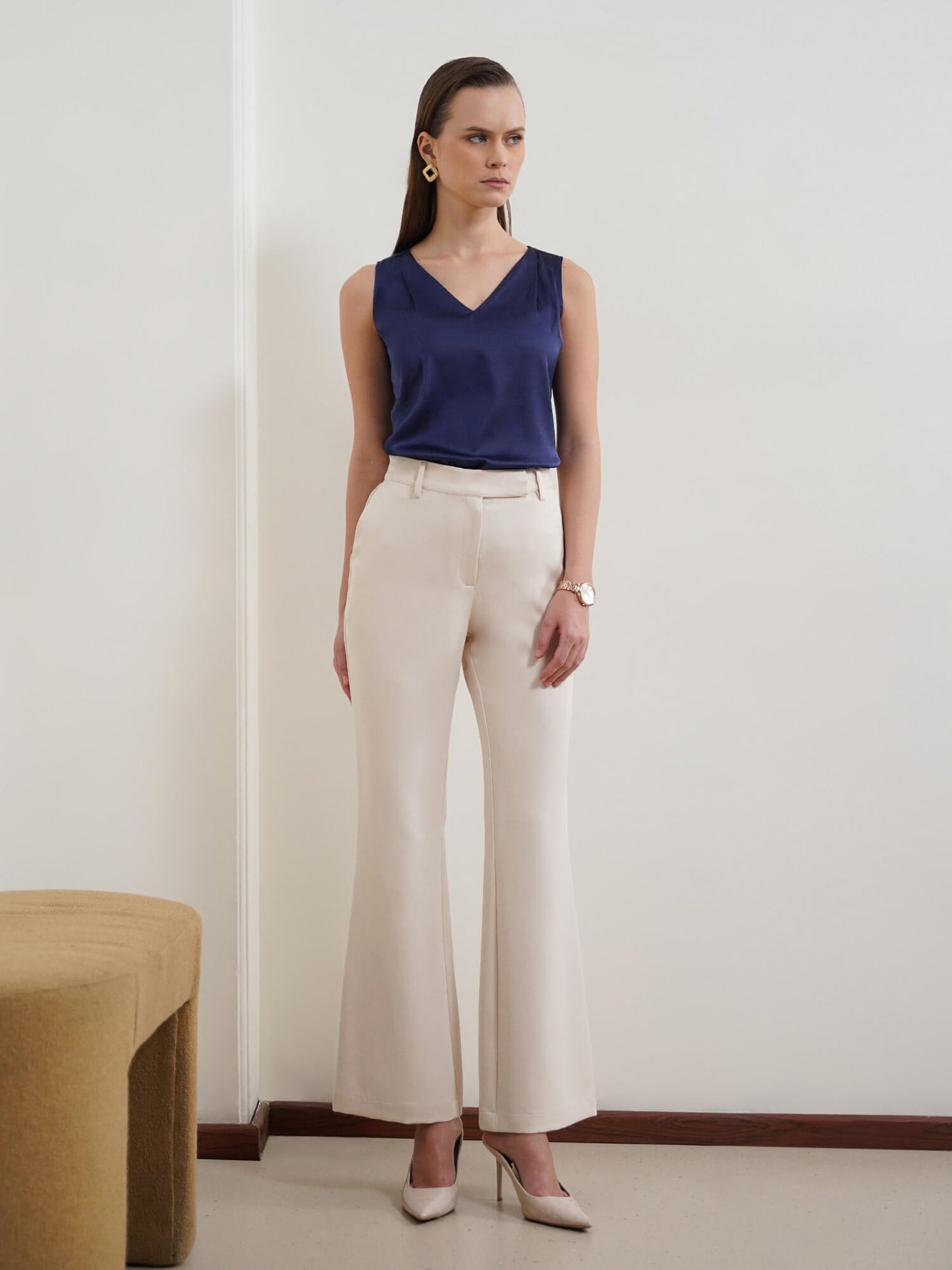 V-Neck Top - Navy Blue