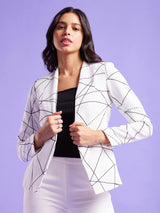 Geometric Print Blazer And Trouser Co-ord - White