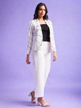 Geometric Print Blazer And Trouser Co-ord - White