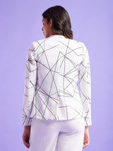 Geometric Print Blazer And Trouser Co-ord - White