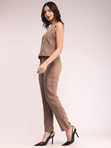 Waistcoat And Trousers Co-ord Set - Brown