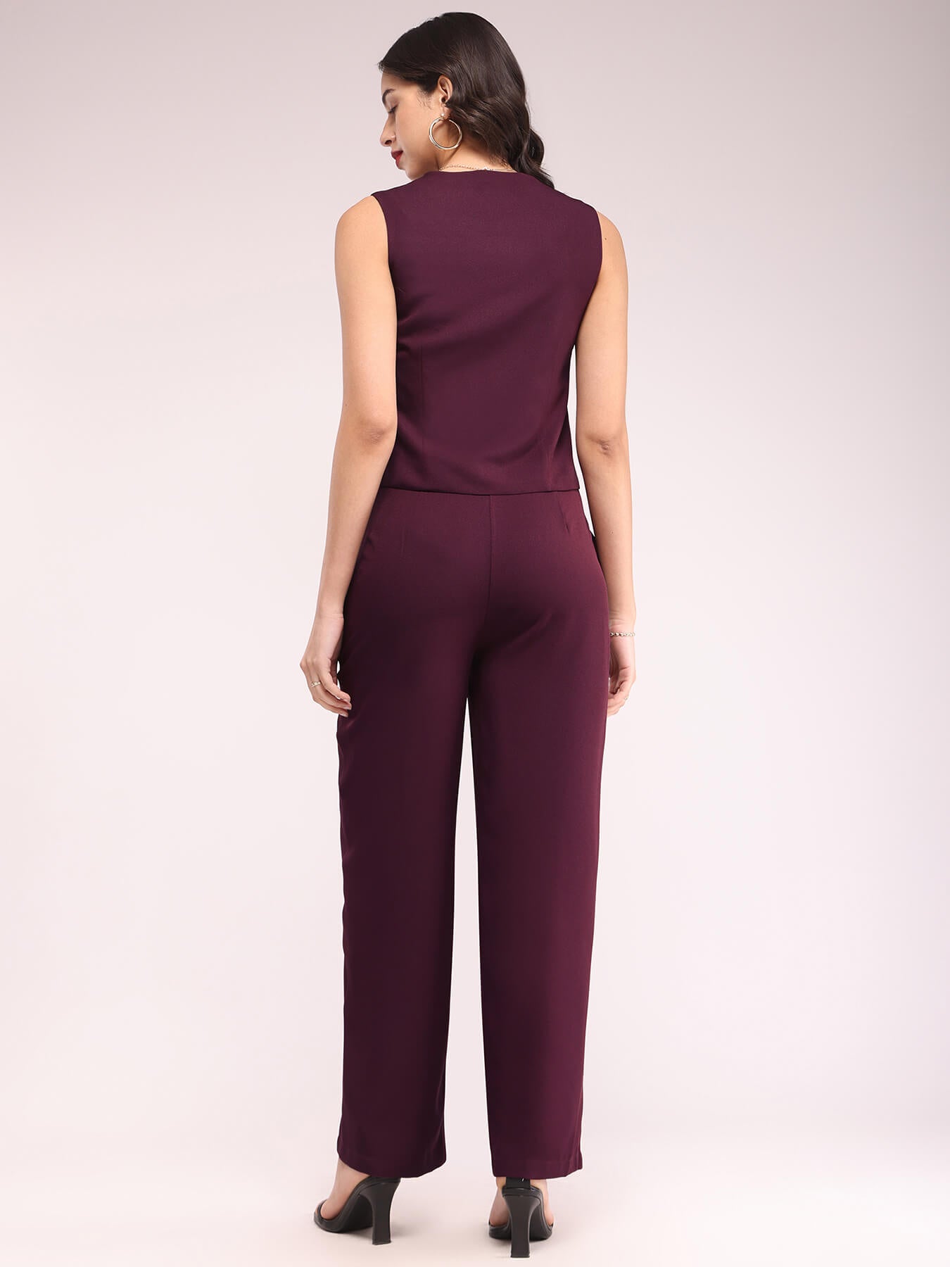 Waistcoat And Trousers Co-ord Set - Wine
