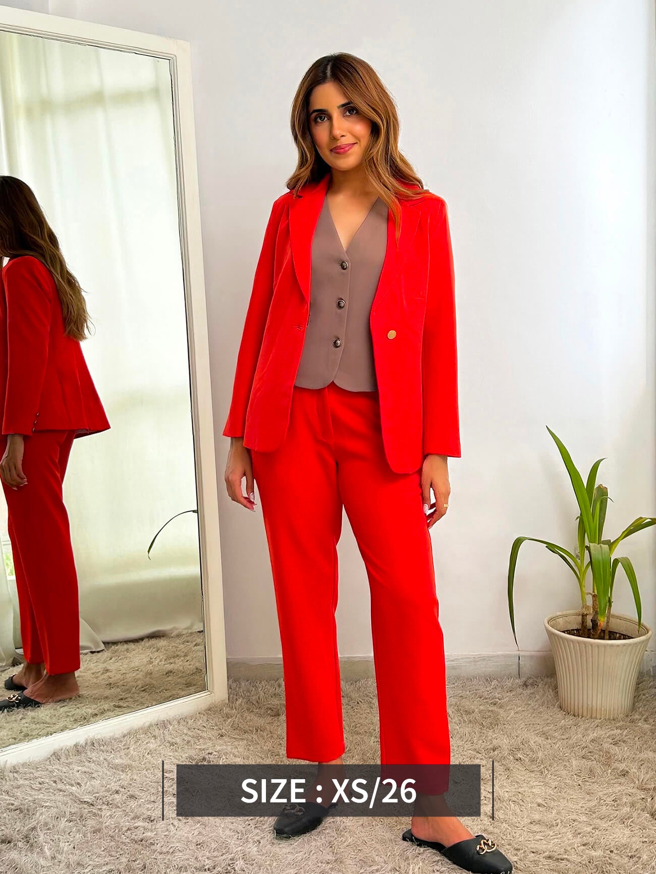 Jacket And Trousers Co-ord Set - Vermilion