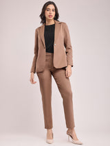 Single Breasted Blazer And Trousers Co-ord Set - Brown