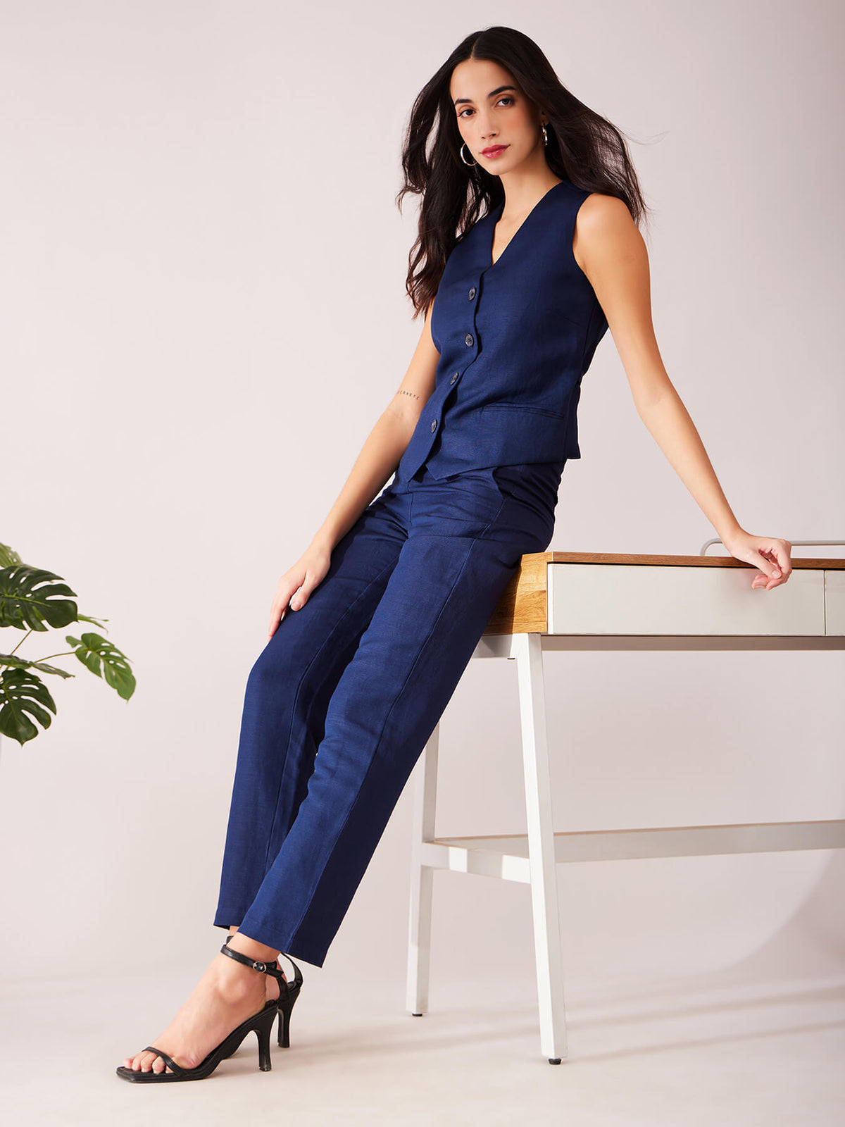 Linen Co-ord Set - Navy Blue