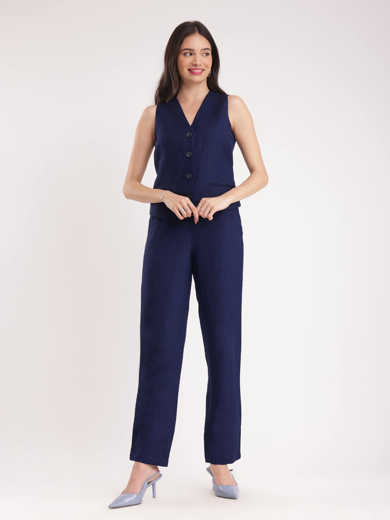 Linen Co-ord Set - Navy Blue
