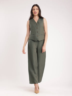 Linen Co-ord Set - Olive