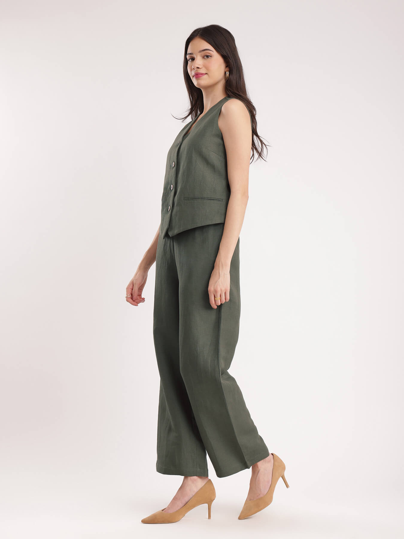 Linen Co-ord Set - Olive