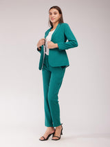 Single Breasted Blazer And Trousers Co-ord Set - Teal