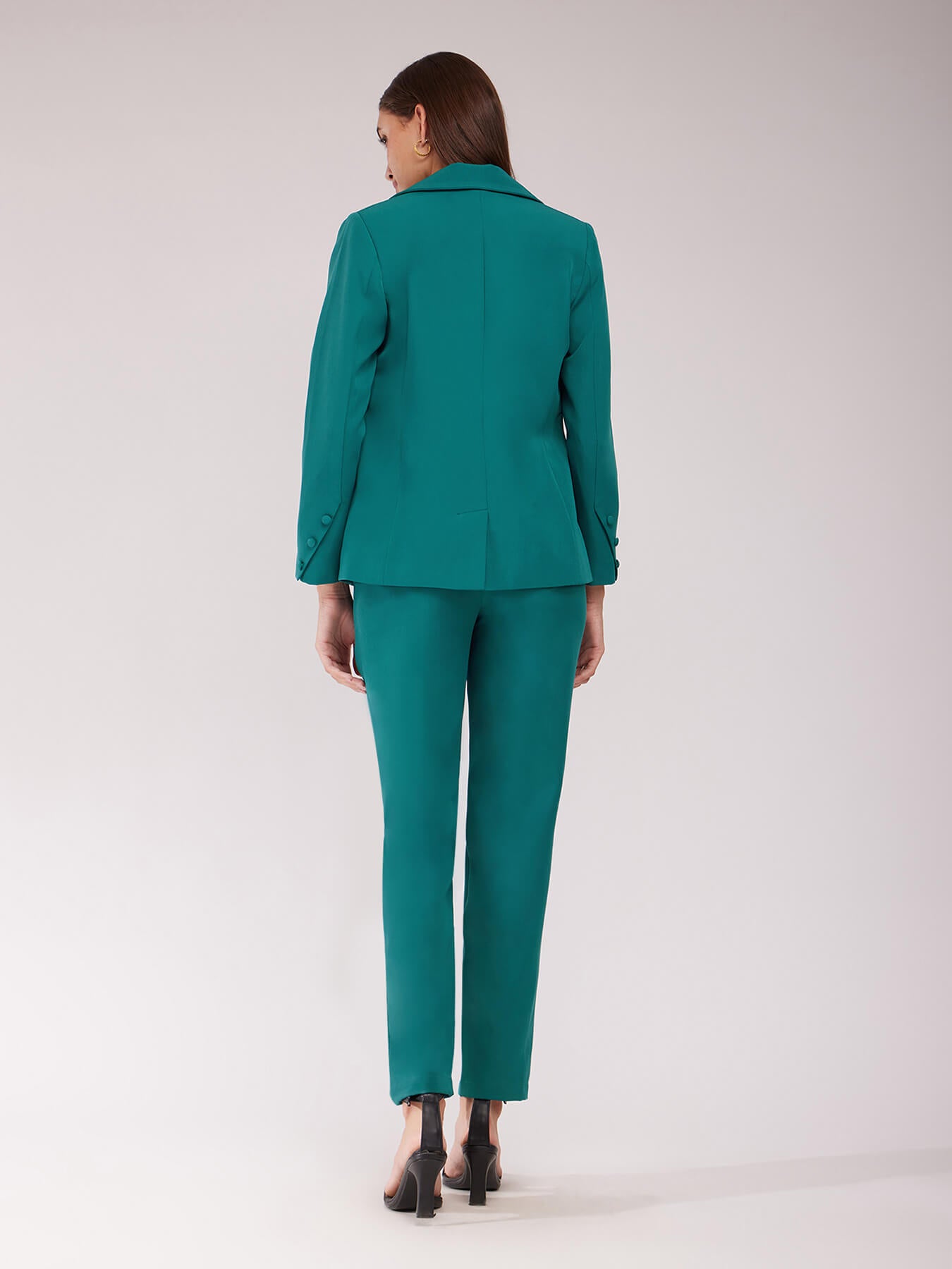 Single Breasted Blazer And Trousers Co-ord Set - Teal