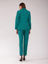 Single Breasted Blazer And Trousers Co-ord Set - Teal