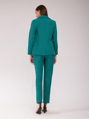 Single Breasted Blazer And Trousers Co-ord Set - Teal