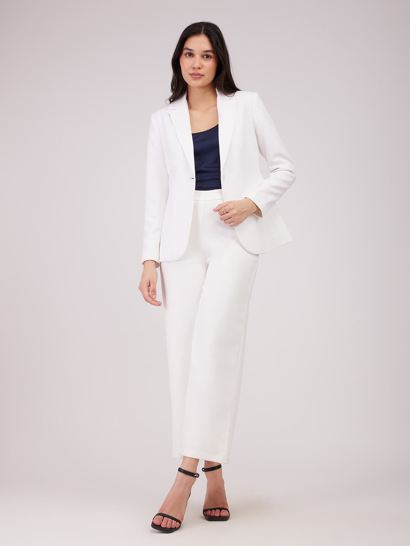 Single Breasted Blazer And Trousers Co-ord Set - Off White