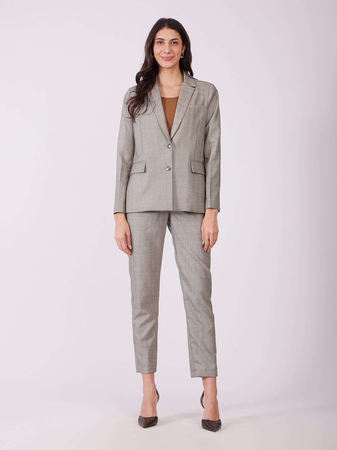 Blazer And Trousers Co-ord Set - Beige