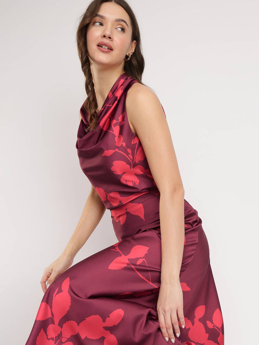 Floral Co-ord Set - Maroon And Red