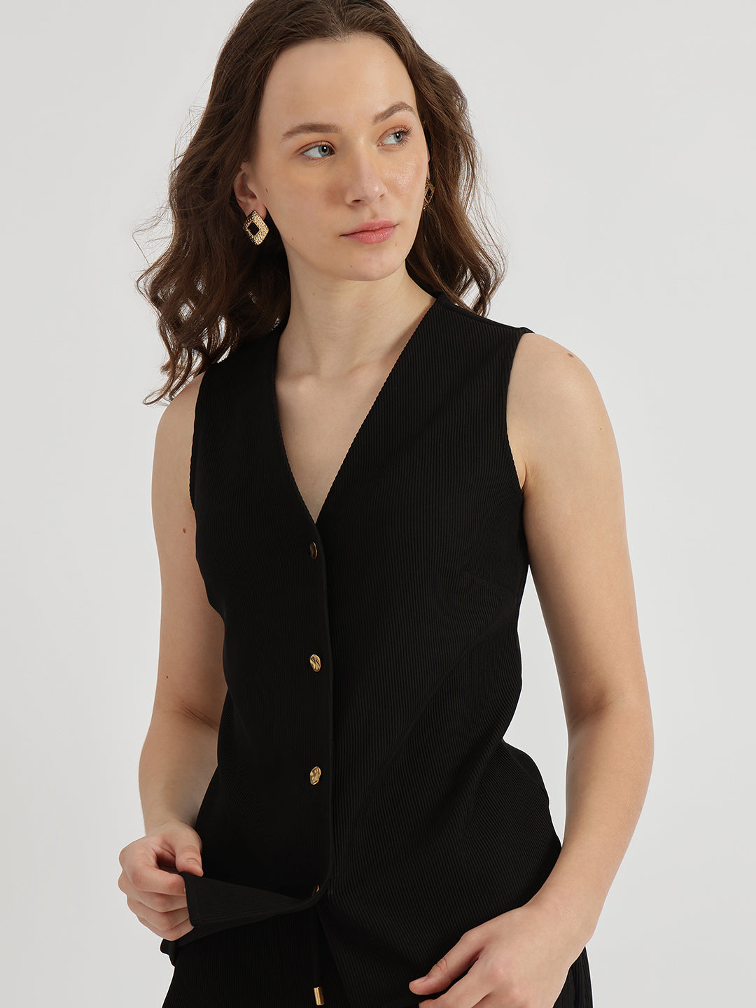 Linen Waistcoat Co-ord - Black