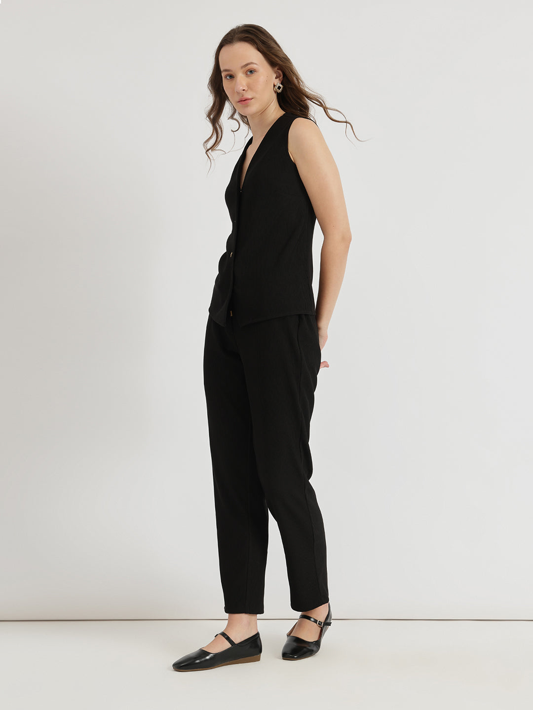 Linen Waistcoat Co-ord - Black