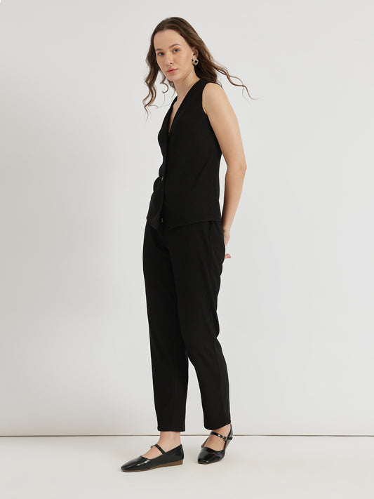 Linen Waistcoat Co-ord - Black