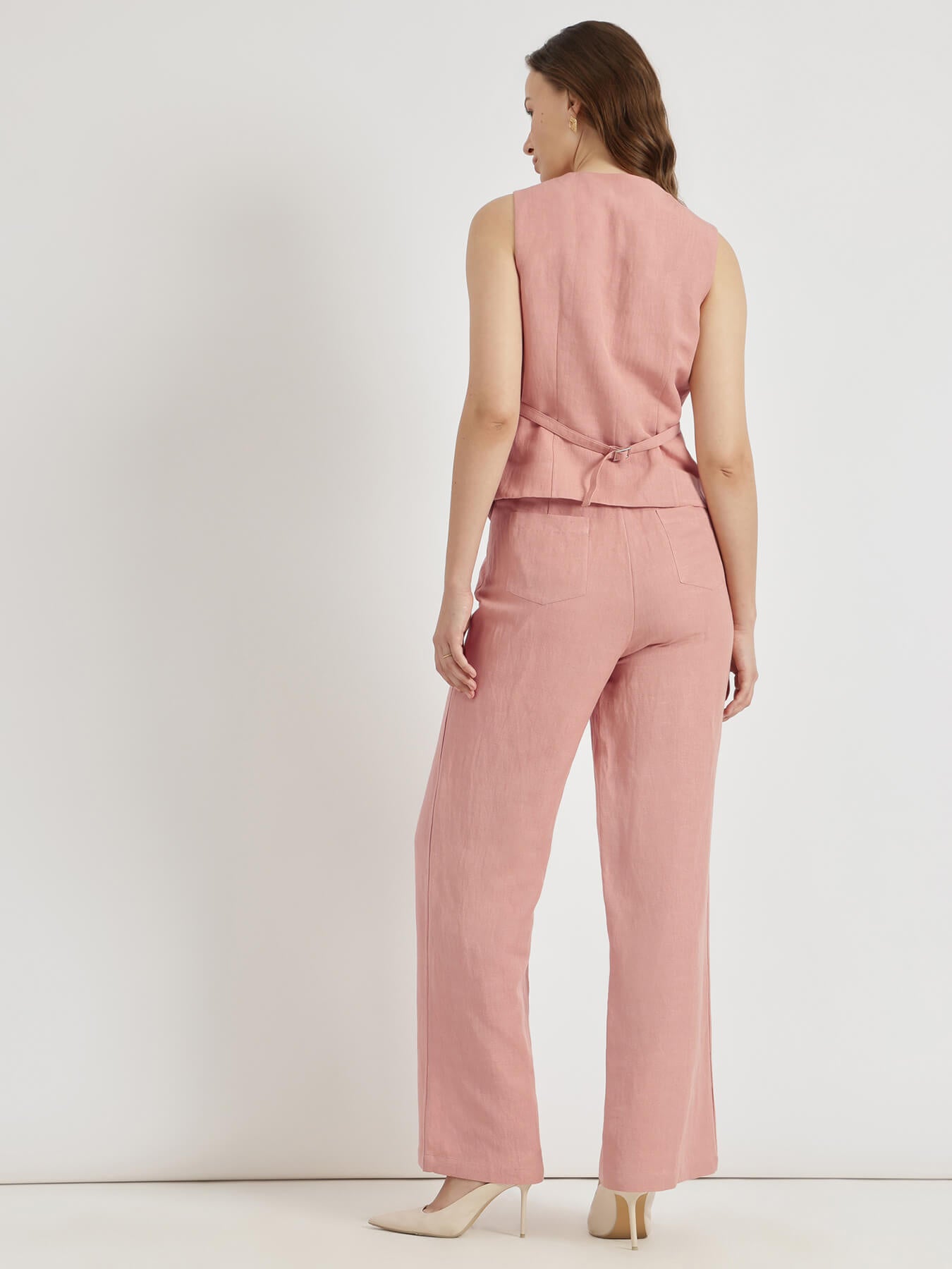 Linen Waistcoat Co-ord - Dusty Pink