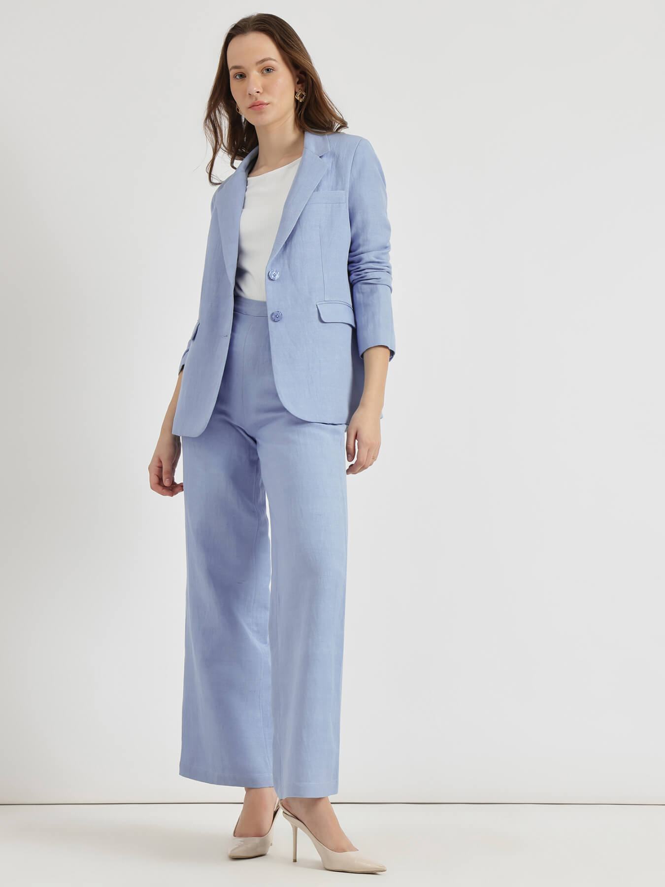 Linen Blazer Co-ord - Light Blue