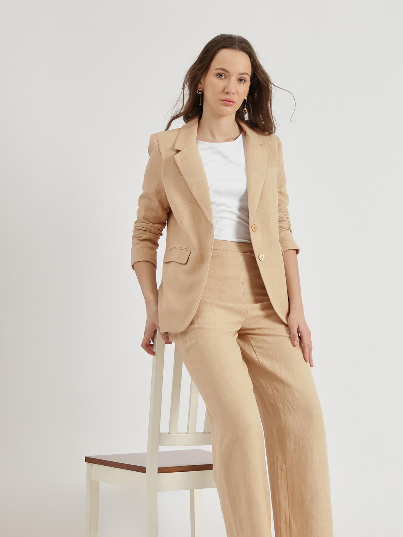 Linen Blazer Co-ord - Beige