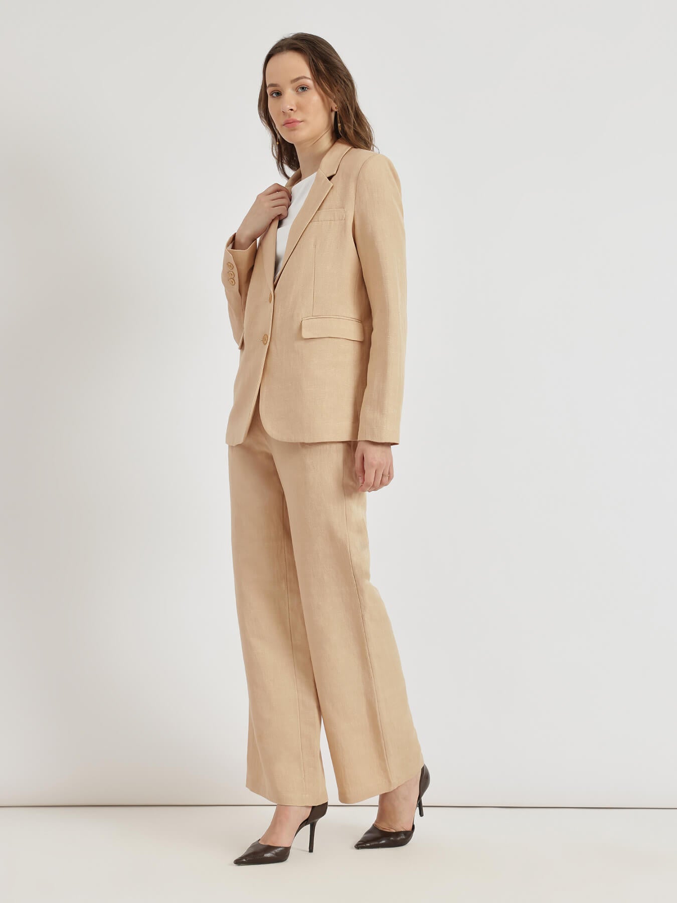 Linen Blazer Co-ord - Beige