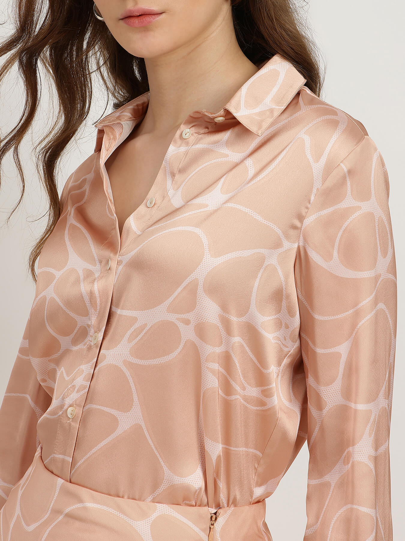 Shirt and A-Line Skirt Coord - Peach