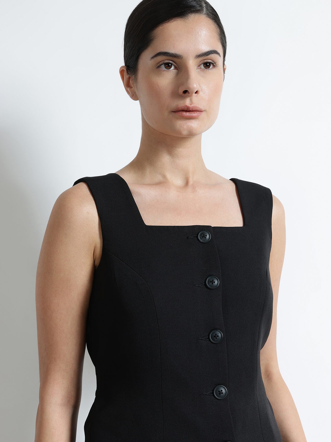 Waistcoat and Straight Fit Trousers Co-ord - Black