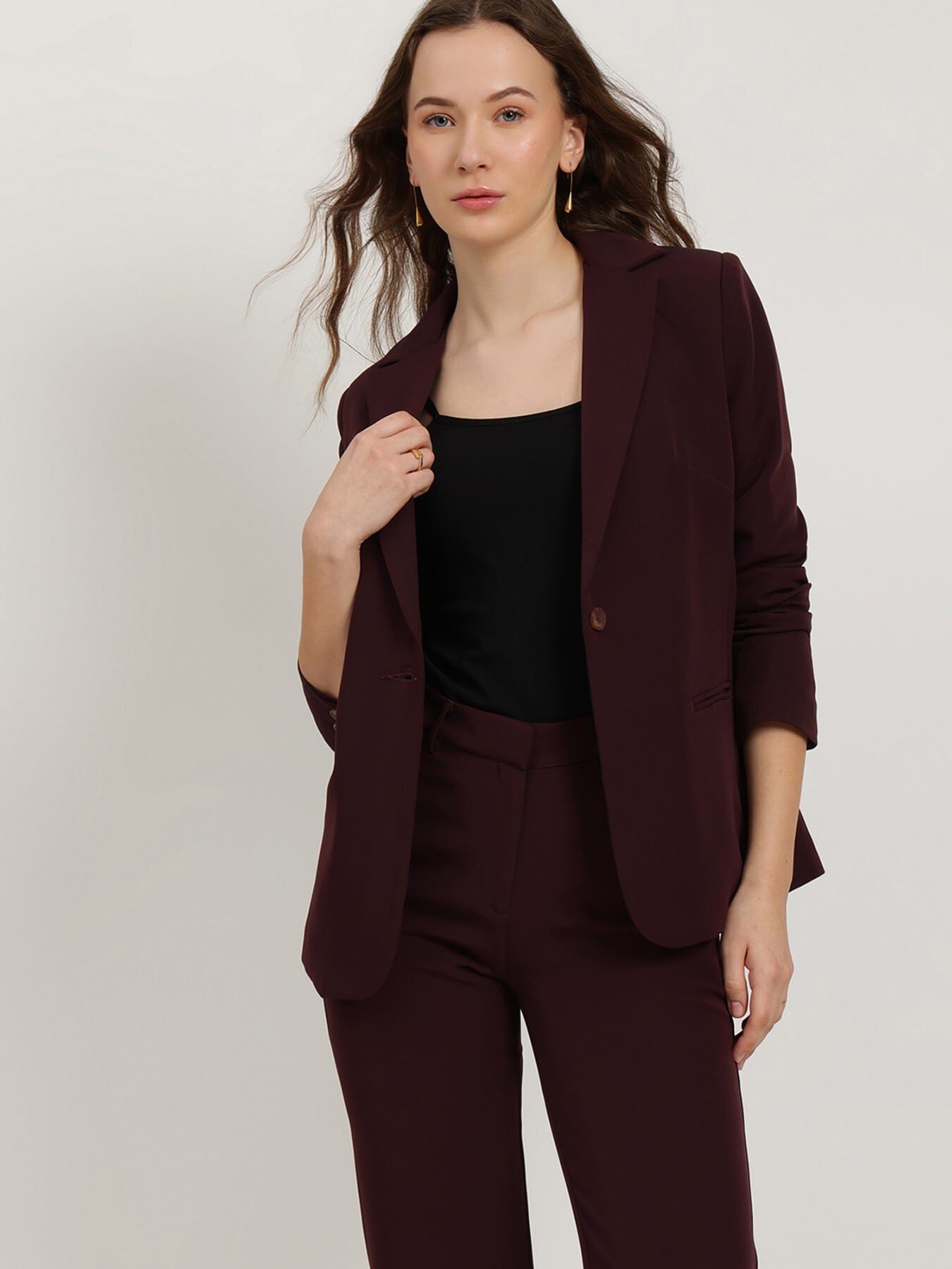 Blazer And Trousers Coord - Wine