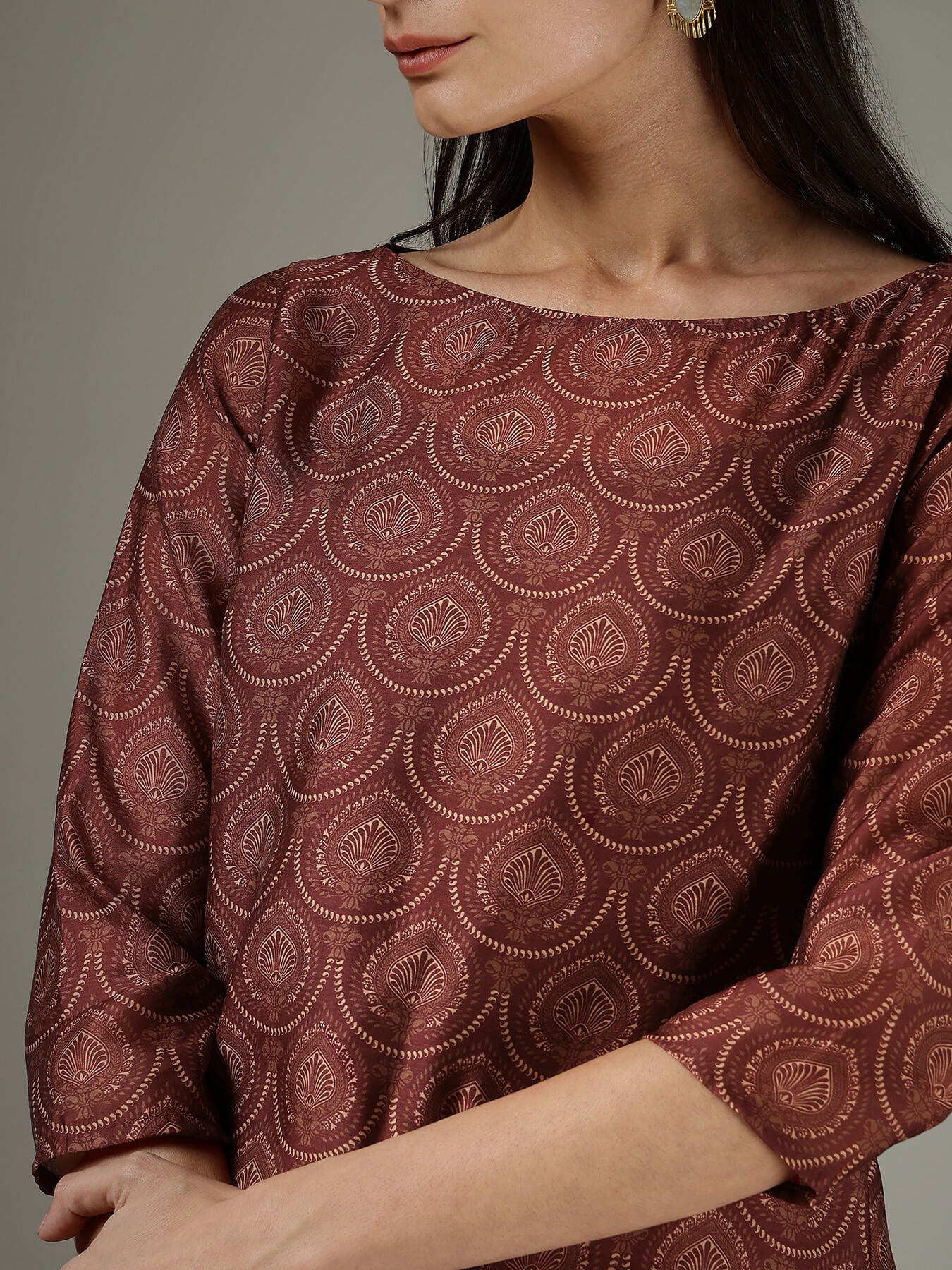 Silk Trousers & Top Co-ord Set - Burgundy