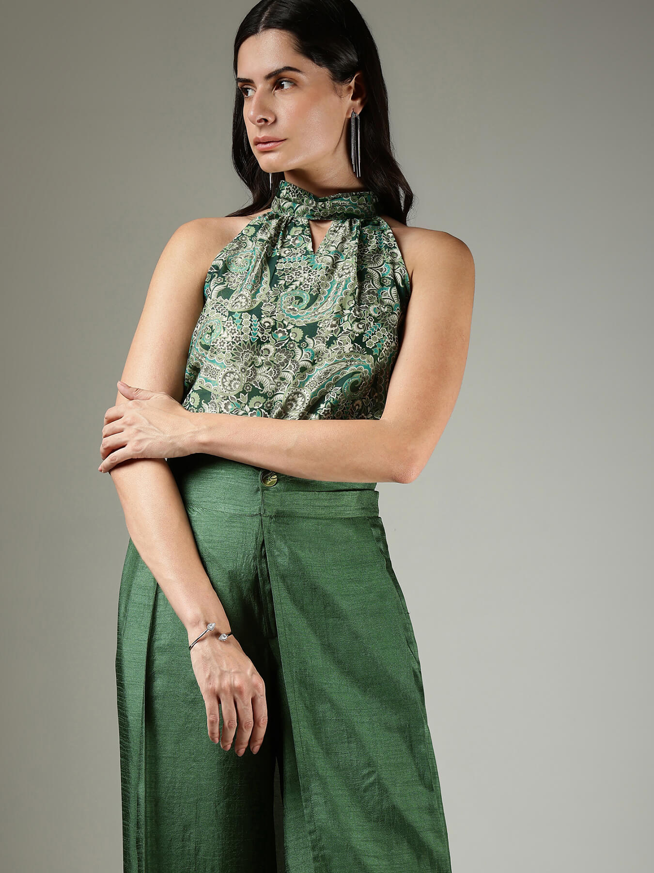 Silk Trousers and Top Co-ord Set - Green