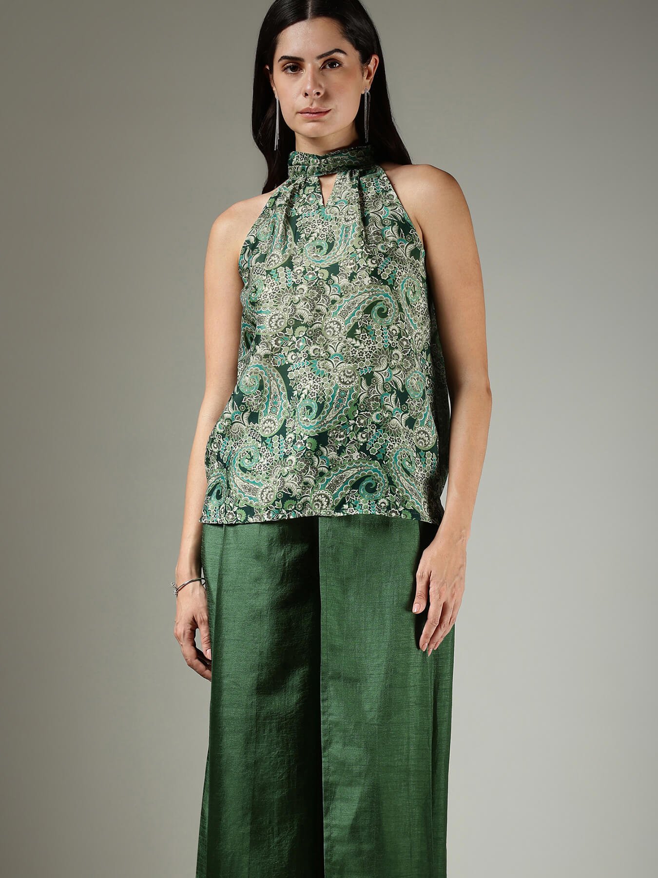 Silk Trousers and Top Co-ord Set - Green