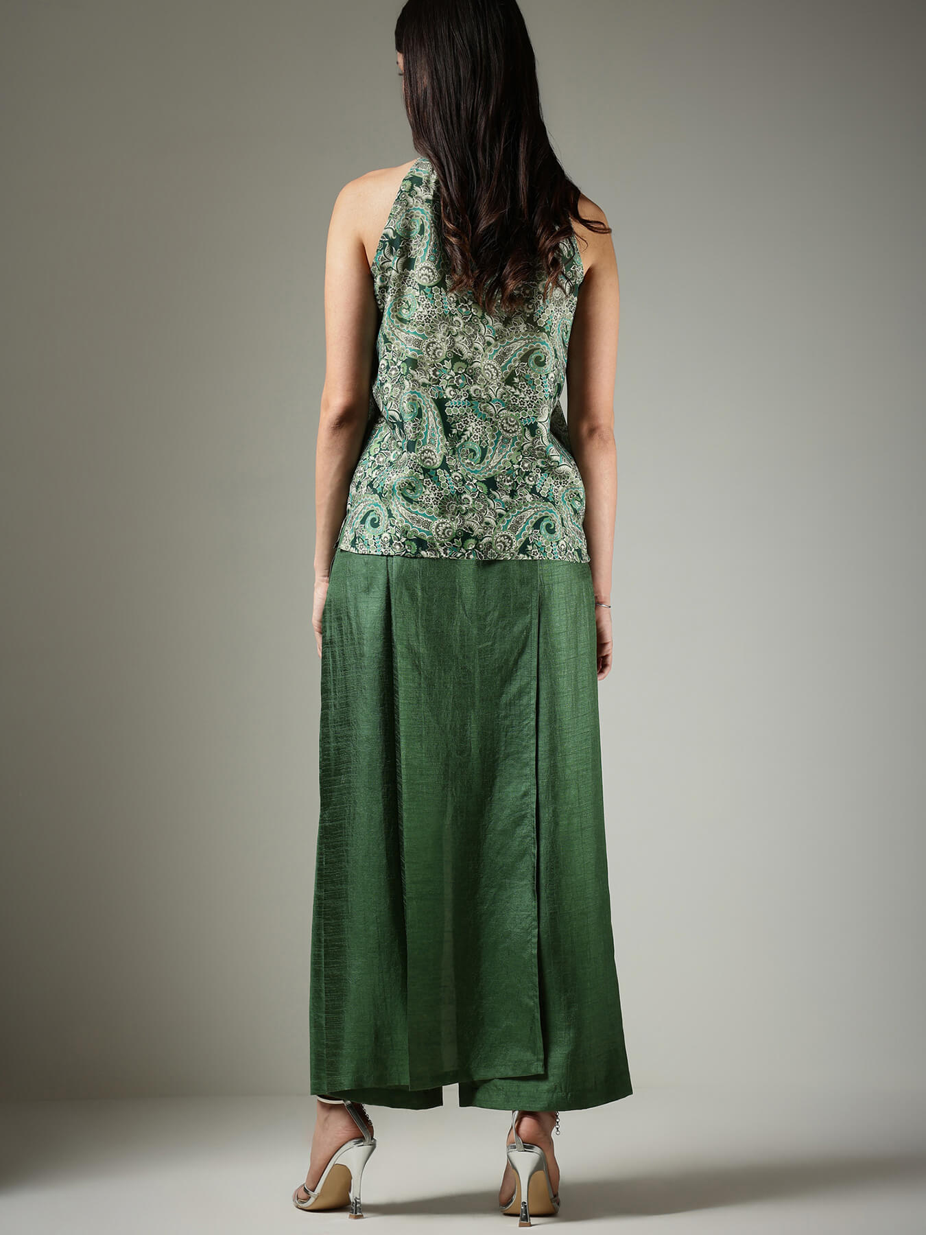 Silk Trousers and Top Co-ord Set - Green