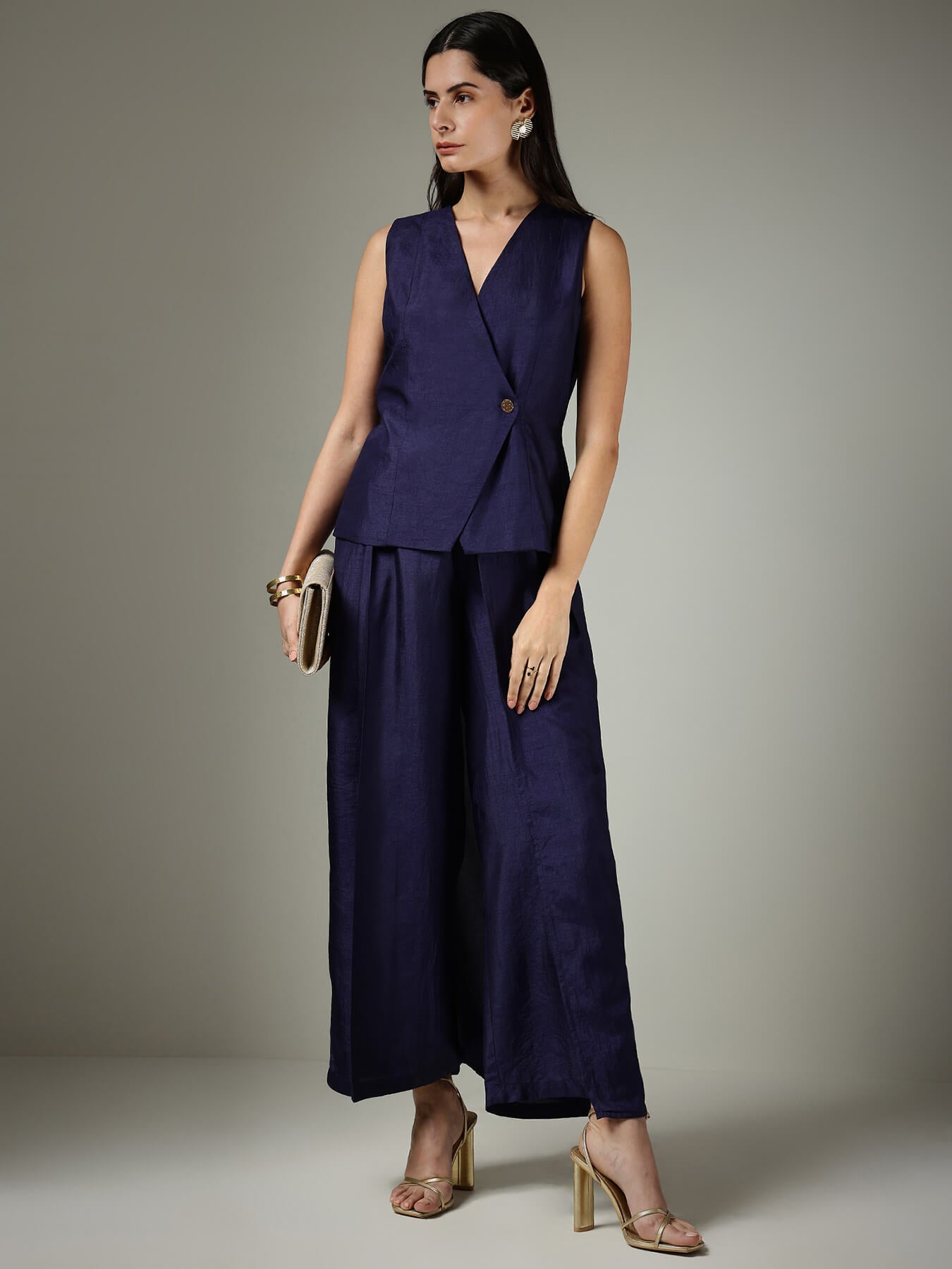 Waistcoat & Trousers Co-ord Set -  Navy Blue