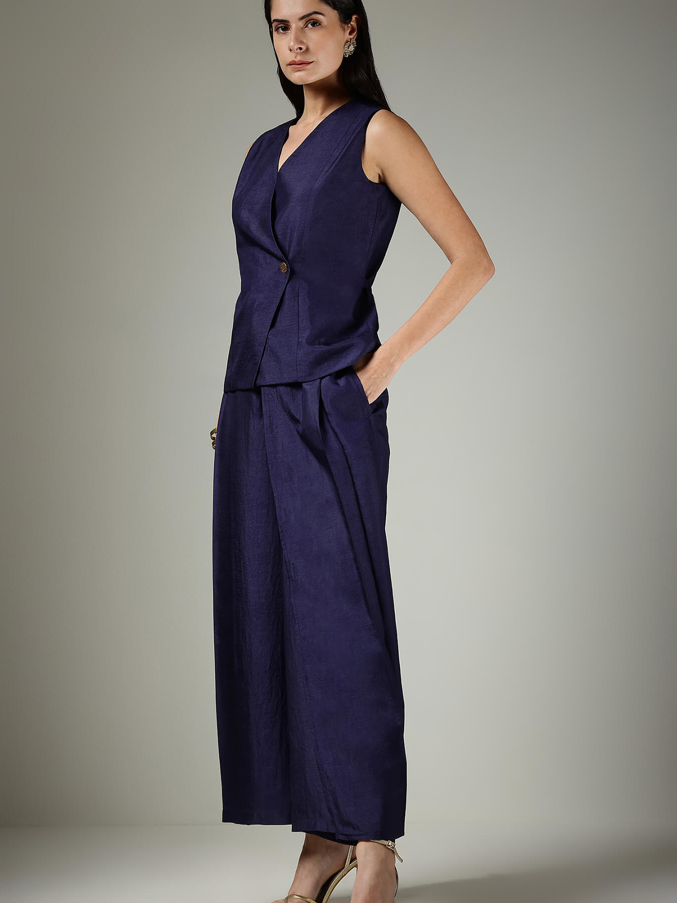 Waistcoat & Trousers Co-ord Set -  Navy Blue