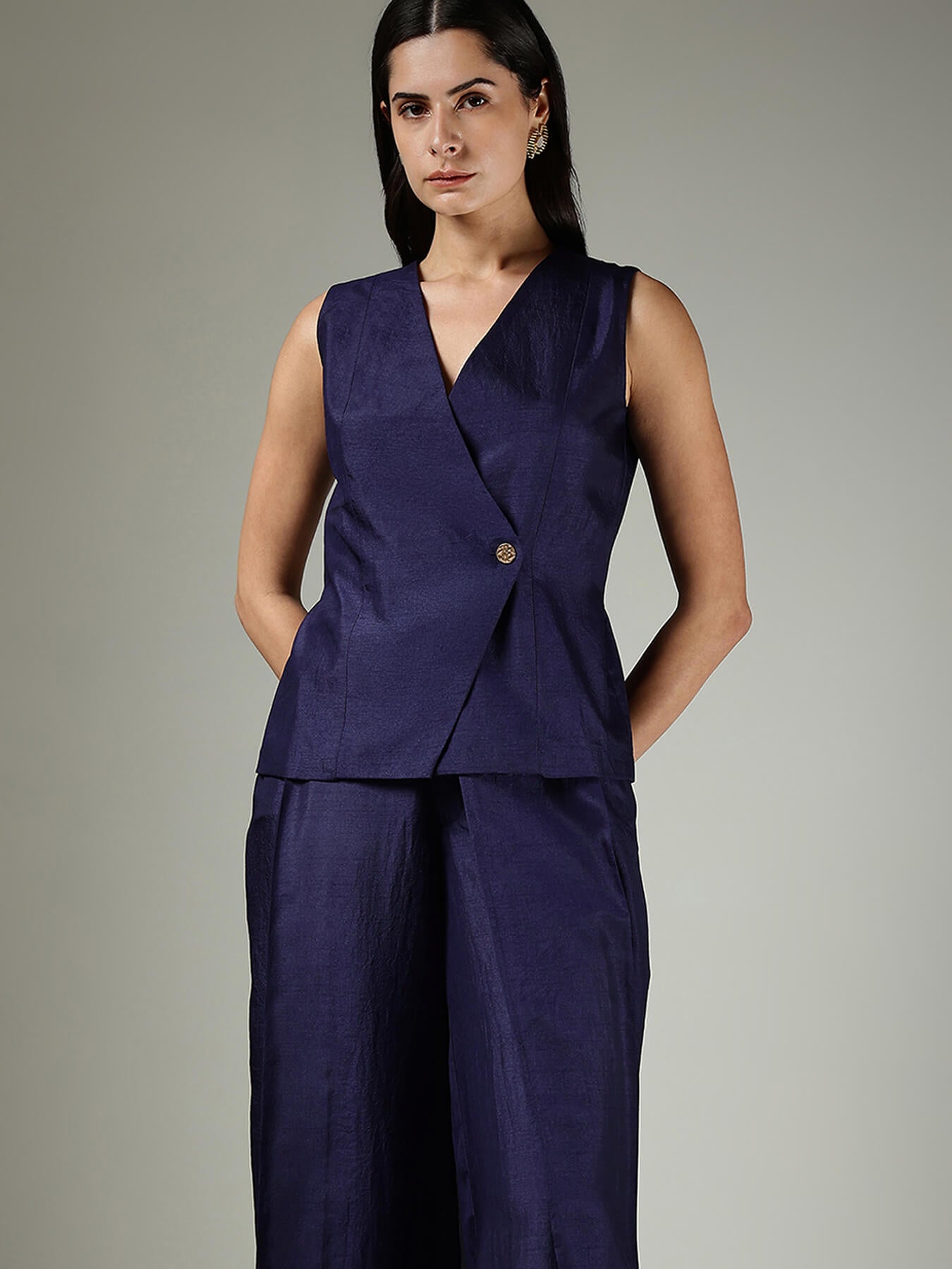 Waistcoat & Trousers Co-ord Set -  Navy Blue