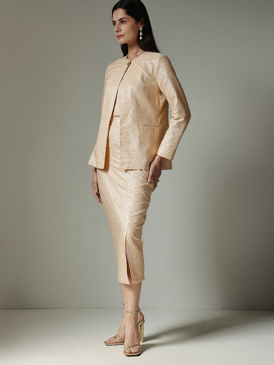 Jacket & Skirt Co-ord Set - Beige