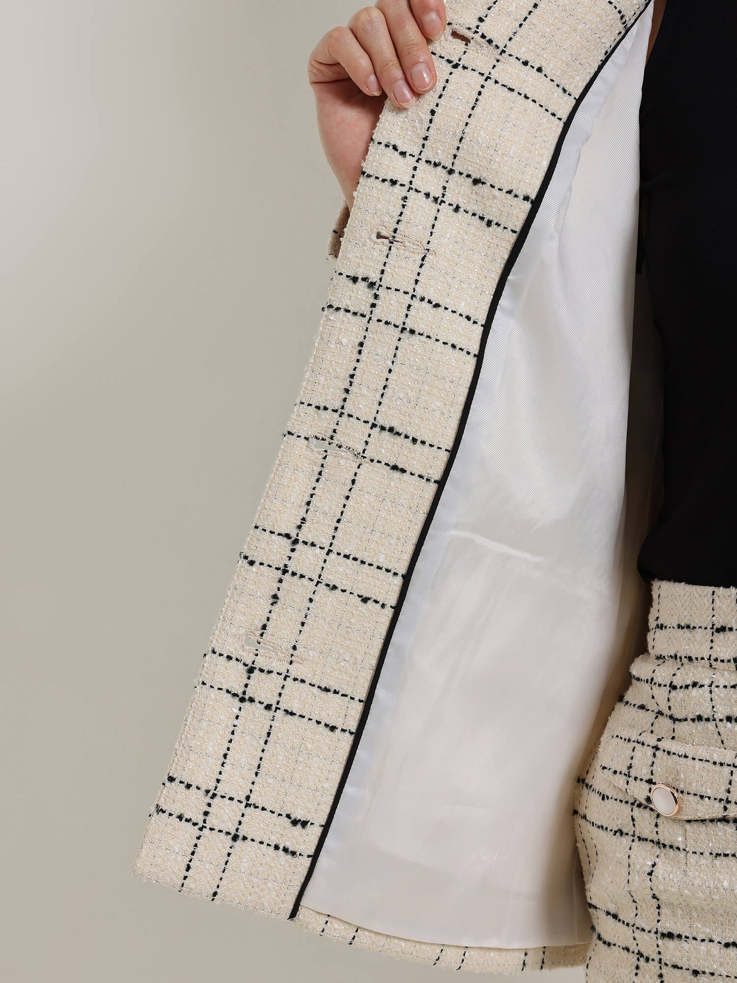 Tweed Jacket & Skirt Coord Set - White