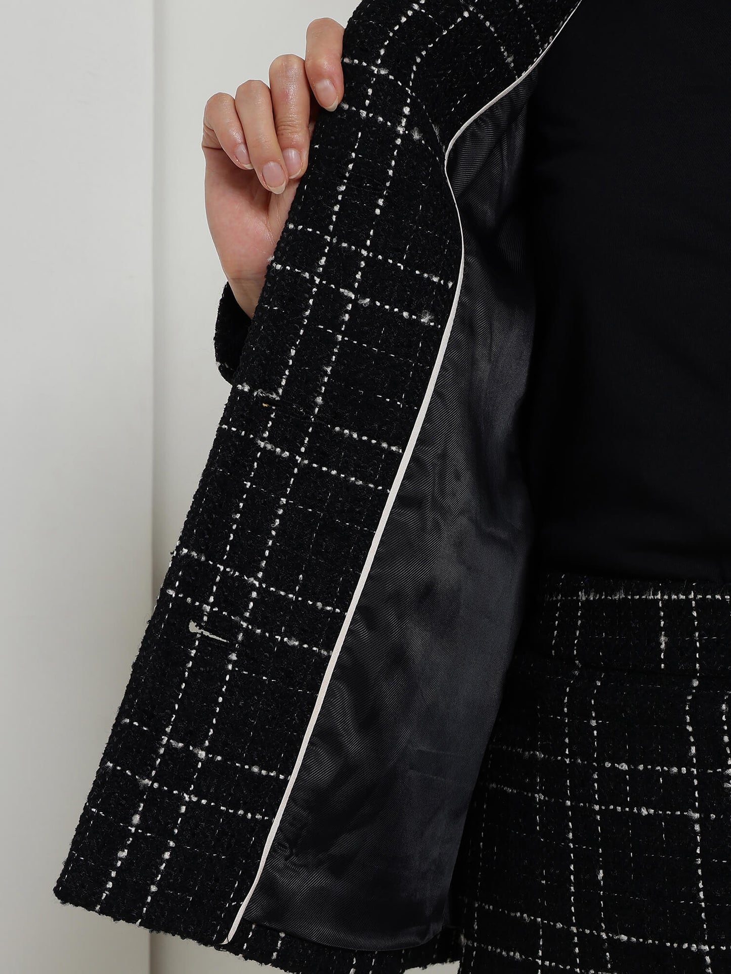 Tweed Jacket & Skirt Coord Set - Black