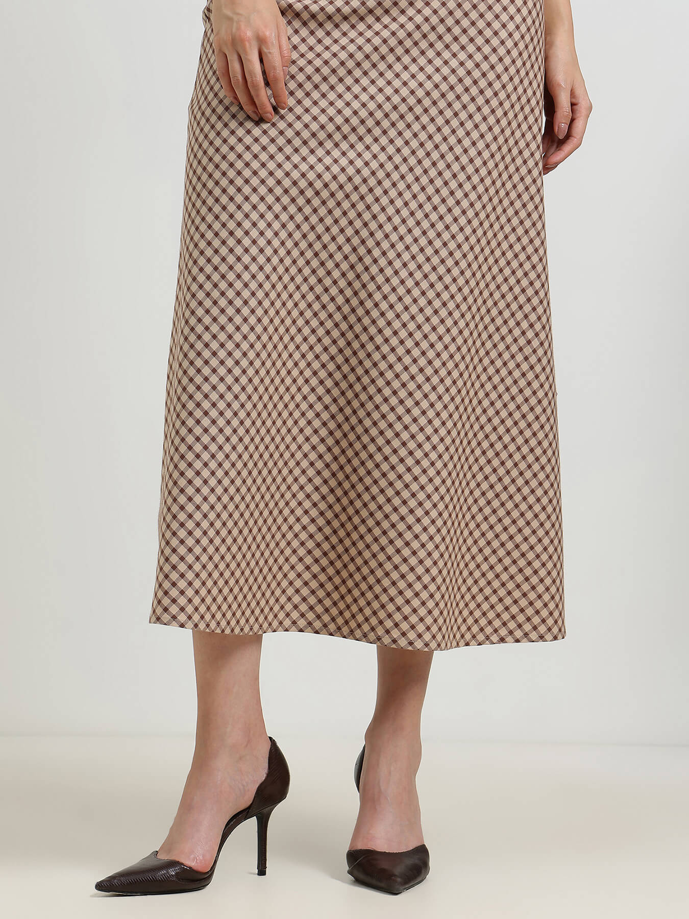 Cotton Gingham Waistcoat Coord - Beige