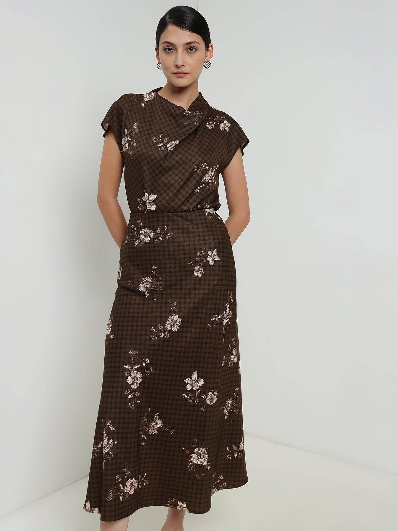 Plaid Floral Coord - Olive