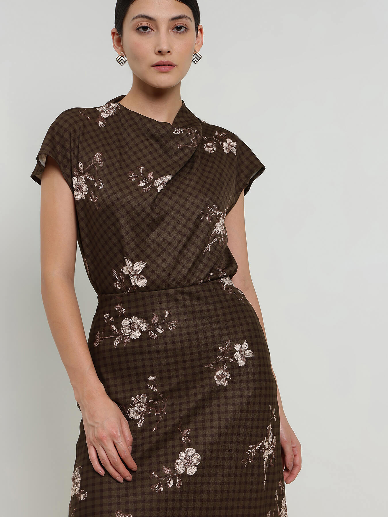 Plaid Floral Coord - Olive