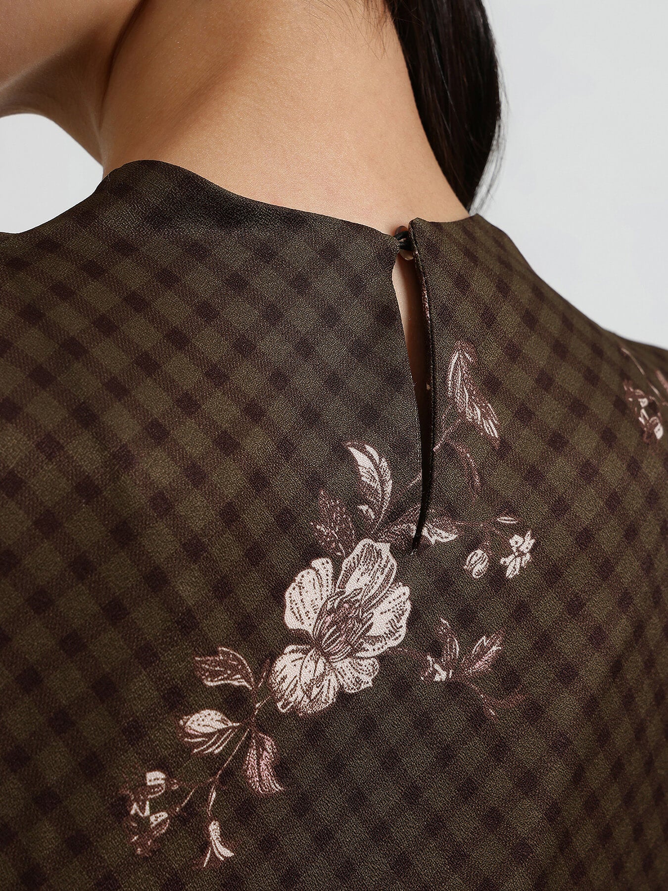 Plaid Floral Coord - Olive