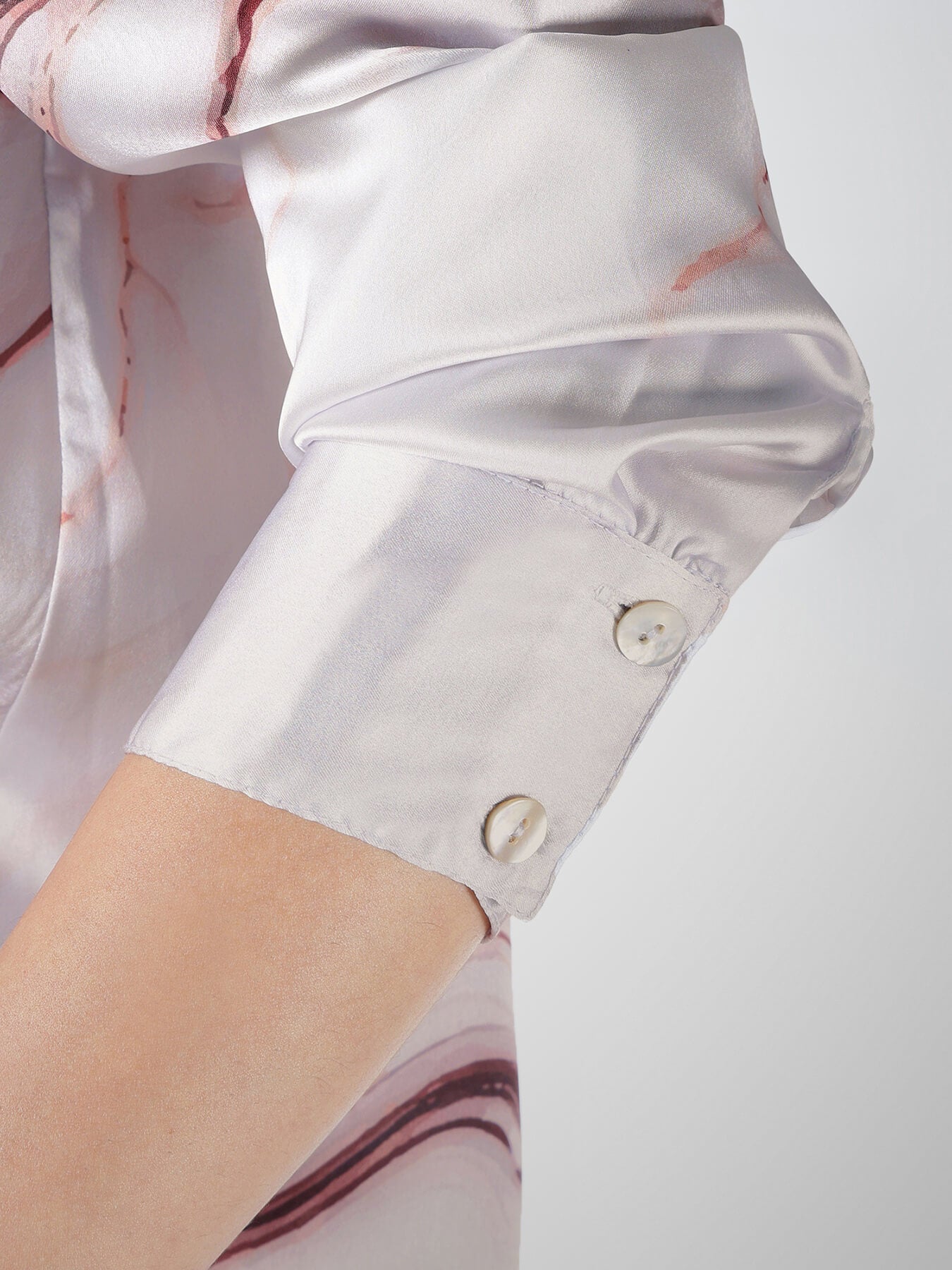 Marble Print Shirt and Trousers Coord - Off White