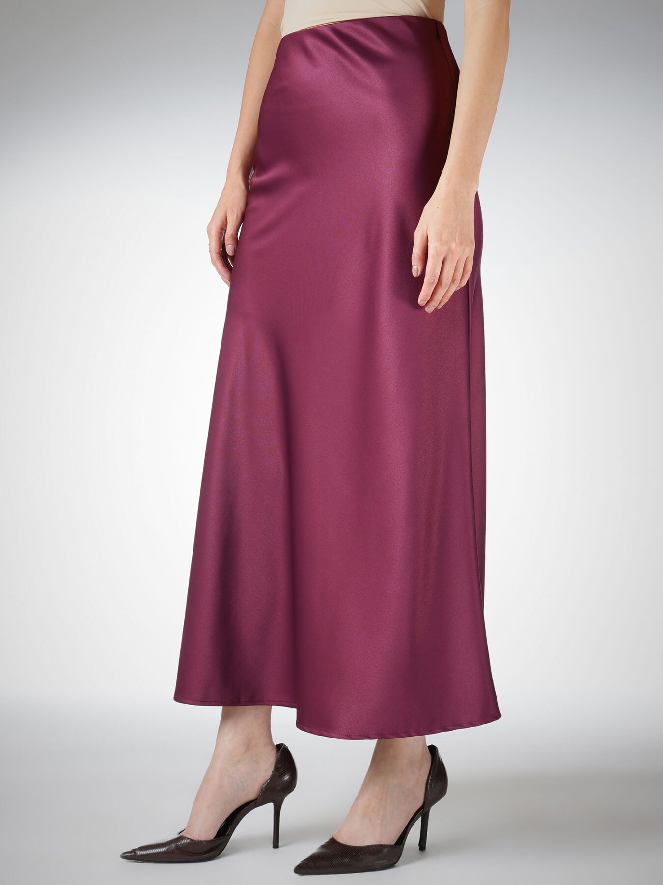 Satin Skirt and Halter Neck Top Coord - Wine